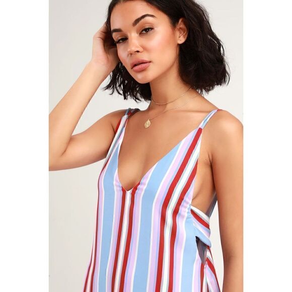 Lulus Set Sail Light Blue Multi Striped Tie-Back
Mini Dress - Picture 4 of 16